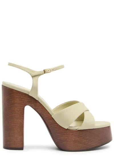 SAINT LAURENT SAINT LAURENT BIANCA 125 CANVAS PLATFORM SANDALS
