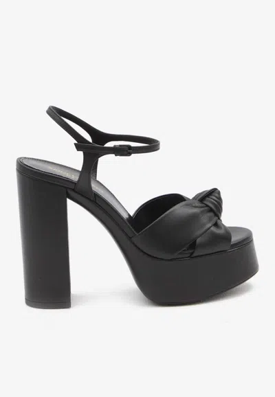 Saint Laurent Bianca 125 Leather Platform Sandals In Black