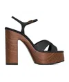 Saint Laurent Plateausandalen Bianca 85 Aus Leder In Brown