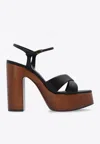 Saint Laurent Plateausandalen Bianca 85 Aus Leder In Black