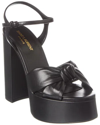Saint Laurent Bianca 85 Leather Platform Sandal In Black