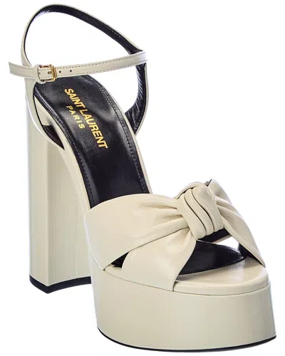 Saint Laurent Bianca 85 Leather Platform Sandal In White