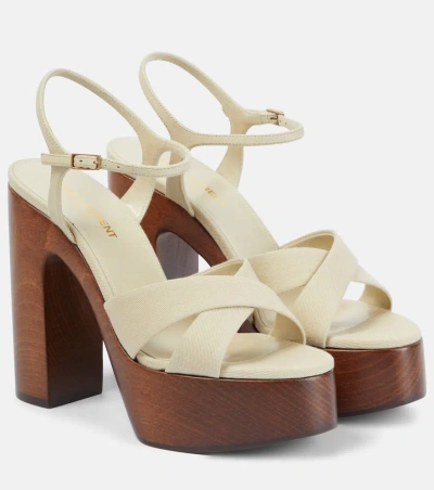 Saint Laurent Bianca 85 Platform Sandals In Beige