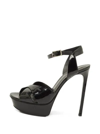 Pre-owned Saint Laurent Bianca Ankle-strap Sandals In Black