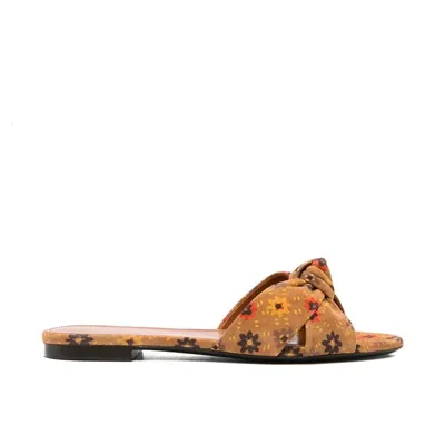 Saint Laurent Bianca Knotted Suede Slides Women