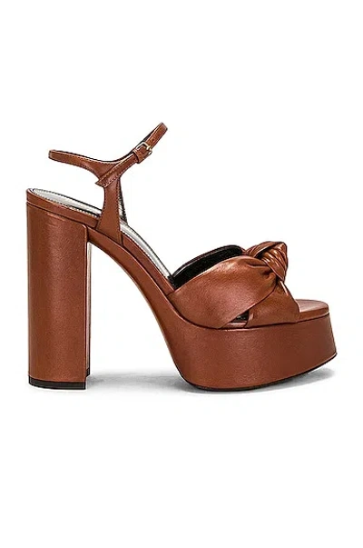 Saint Laurent Bianca Knotted Leather Platform Sandals In New Papaya