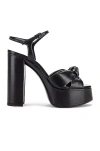 Saint Laurent Knot Detail 145mm Platform Sandals In Black
