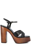 Saint Laurent Plateausandalen Bianca 85 Aus Leder In Black