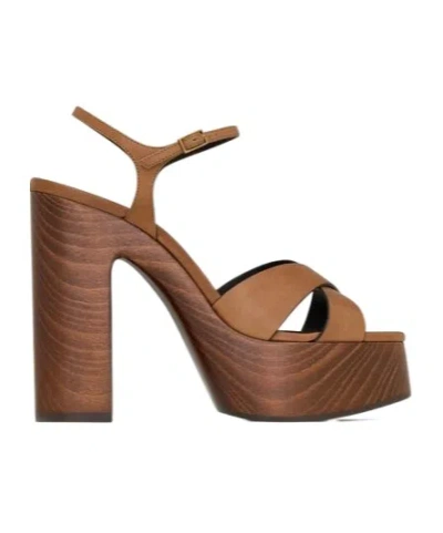 Saint Laurent Bianca Platform Sandals In Brown