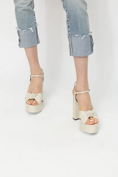 Saint Laurent ‘bianca' Platform Sandals In Cream