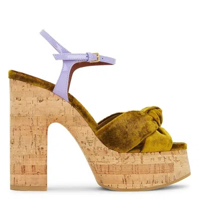 Saint Laurent Bianca Platform Sandals In Gold