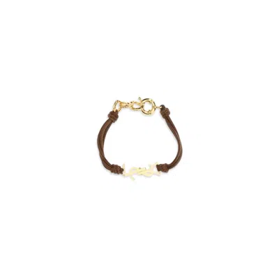 Saint Laurent Bicolor Calf Leather Bos Taurus Bracelet In Multi