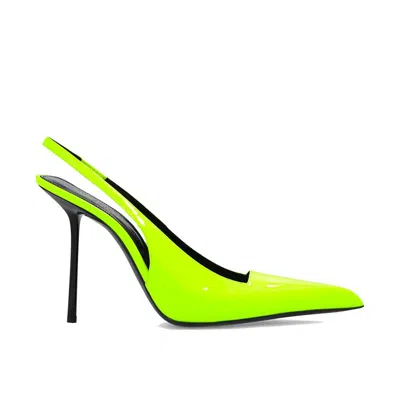 Saint Laurent Bicolor Calfskin Platform Pumps In Green