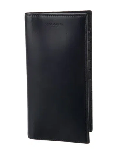 Pre-owned Saint Laurent Bifold Leather Bifold Wallet In Black