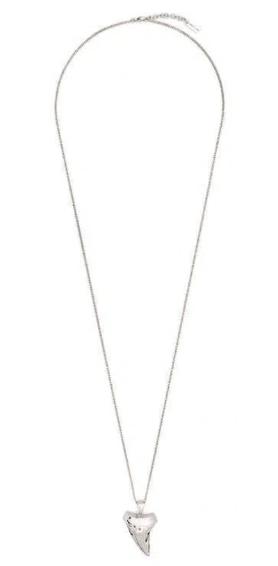 Saint Laurent Shark Tooth Necklace In Silver