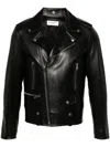 Saint Laurent Black Biker Jacket With Zipped Pockets In Smooth Leather Man