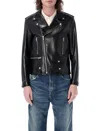 Saint Laurent Black Biker Jacket With Zipped Pockets In Smooth Leather Man