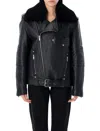 Saint Laurent Biker Jacket In Vintage Leather And Shearling In Black