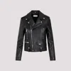 Saint Laurent Belted Leather Zip-up Jacket In Black