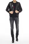 Saint Laurent Black Biker Jacket With Zipped Pockets In Smooth Leather Man In Black