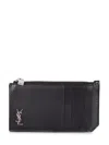 Saint Laurent Tiny Cassandre Fragments Cardholder In Black