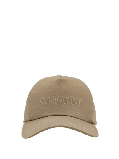 Saint Laurent Biologic Cotton Hat In Neutral