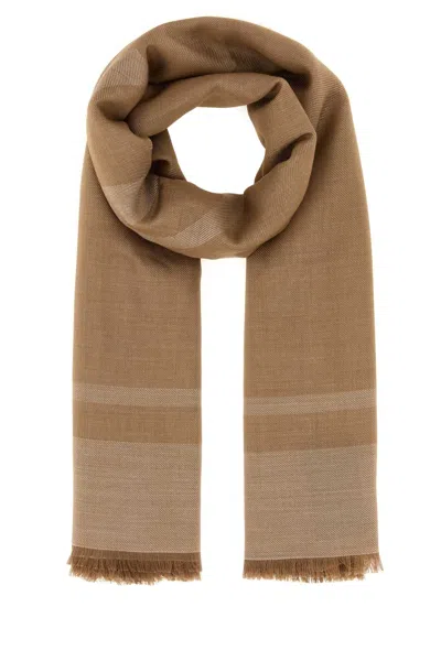 Saint Laurent Biscuit Cashmere-blend Scarf 140 Cm X 140 Cm In Brown