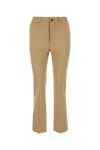 Saint Laurent Pantalone In Cotone Cammello Donna In Beige