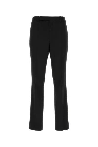 Saint Laurent Pressed-crease Pleated Straight-leg Trousers In Black