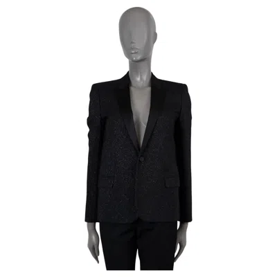 Pre-owned Saint Laurent Black 2013 Metallic Textured Tuxedo Blazer Jacket 40 M