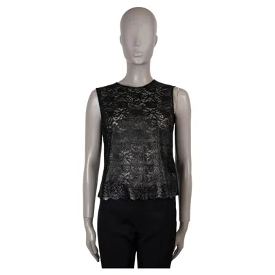 Pre-owned Saint Laurent Black 2016 Floral Lace Sleeveless Blouse Shirt 40 M