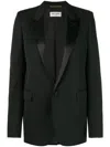 Saint Laurent Wool Gabardine One Button Blazer In Black