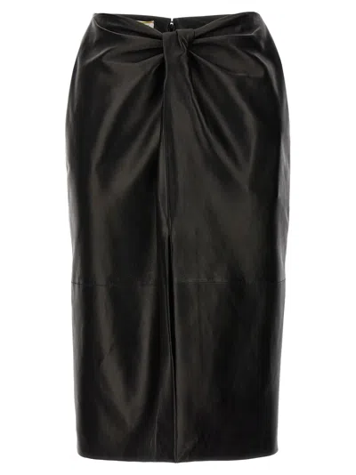 SAINT LAURENT SAINT LAURENT RUCHED DETAIL LEATHER SKIRT