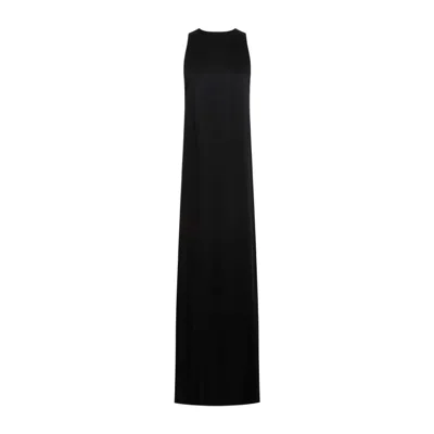 Saint Laurent Back-tie Satin Crepe Dress In Black