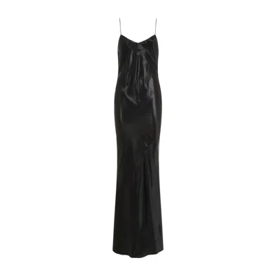 SAINT LAURENT BLACK ACETATE LONG DRESS