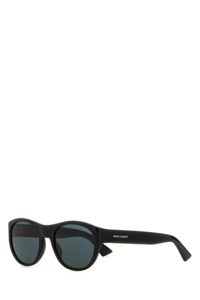 Saint Laurent Black Acetate Sl 798 Sunglasses In Green