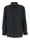 Saint Laurent Shirt In Dotted Shiny And Matte Silk In Black