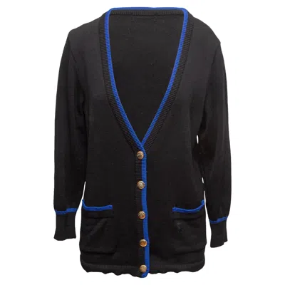Pre-owned Saint Laurent Black & Blue Yves  V-neck Cardigan Size Us S