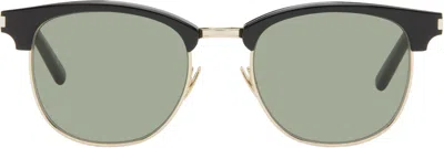 Saint Laurent Black & Gold Sl 108 Sunglasses In Black-black-green