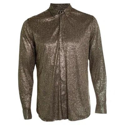 Pre-owned Saint Laurent , Black And Gold Striped Lurex Shirt
