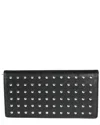 Saint Laurent Black & Silver Embellished Leather Grain De Poudre Studded Classic Marquage Flap Walle