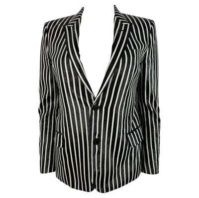 Pre-owned Saint Laurent Black And White Blazer, Size 42