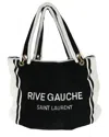 Saint Laurent Black & White Fabric Rive Gauche Beach Towel Tote (authentic  Pre-loved)