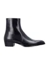 Saint Laurent Black Roman Boots In Smooth Leather In Black