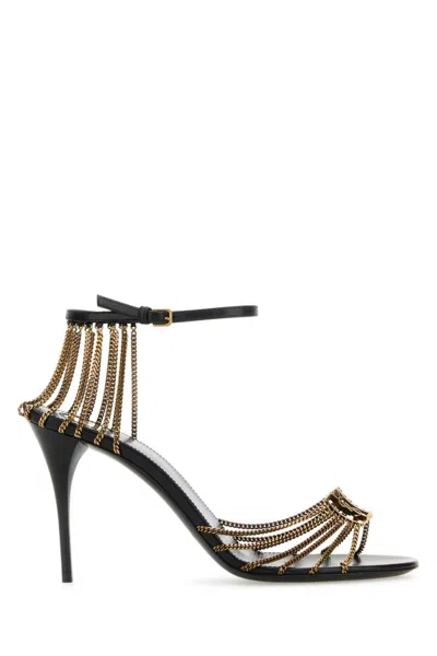 Saint Laurent Sandali Babylone In Metallo Oro  Donna In Black