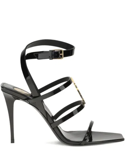 SAINT LAURENT BLACK ANKLE STRAP HEELS