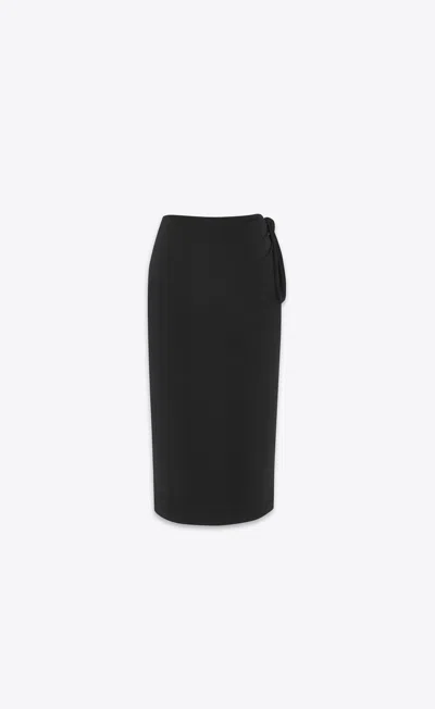Saint Laurent Shiny Black Women's Skirt With Anudada Belt Ss24 In Noir