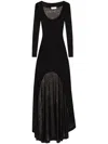 Saint Laurent Women's Semi-sheer Construction Asymmetric Design Scoop Neck Dress In Black