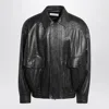 Saint Laurent Black Balloon Bomber Jacket In Leather In Black