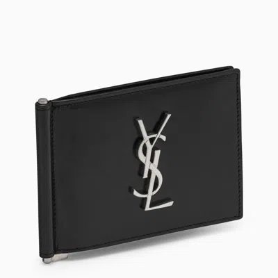 Saint Laurent Black Bi-fold Leather Wallet For Men In Ss24